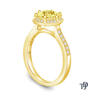 Anillo de Compromiso de Oro de 18K con Zafiro Amarillo Encantador y Halo Hexagonal - Product Image 4