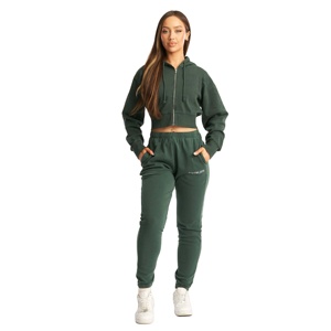 Sudadera con capucha y hombros caídos de lana personalizada para mujer, estilo Jersey ligero con mangas largas informales, cremallera, bolsillos laterales con cordón - Product Image 1