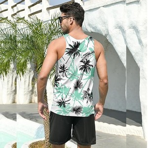 Venta al por mayor de camisetas sin mangas de verano para hombres 100% algodón Casual transpirable chaleco sin mangas Digital impreso patrón liso para correr en la playa - Product Image 4