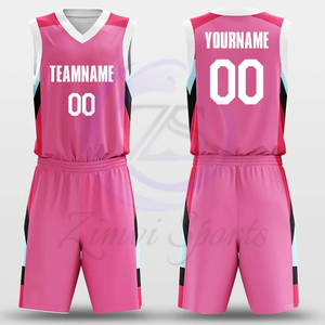 Conjunto de uniforme de baloncesto impresión por sublimación alta calidad nuevo diseño personalizado nuevo color rosa - Product Image 3