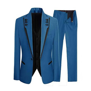 Costume de mariage 3 pièces pour homme, en laine infroissable, double boutonnage, fermeture éclair, couleur et taille personnalisables 2026 HI - Product Image 4