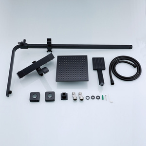 Set <span class=keywords><strong>Doccia</strong></span> Termostatico per Bagno con Corpo Rubinetto in Acciaio Inox Nero Opaco Quadrato, Doppia Maniglia, per Hotel, Vendita Diretta dalla Fabbrica - Product Image 3