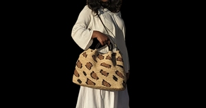 Sac à bandoulière en raphia tressé à la main à imprimé léopard, fermeture éclair, doublure en coton écologique, léger, été, automne, vacances à la plage - Product Image 4