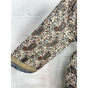 Boho Vintage Silk Sari Dressing Gown Recycled <b>Robe</b> Kimono <b>Beach</b> Coverup Beige Brown Bridesmaid Anniversary Swimsuit Cover Ups - Product Image 4