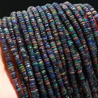 Perles de type rondelle facettées en opale noire d'Éthiopie 100% naturelle, 4-6 mm, 60 carats, 16 pouces, haute qualité, pour la fabrication de bijoux