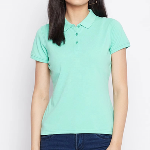 Polo pour femme à manches courtes, couleur unie, décontracté, en tissu Oxford de coton, longueur normale, col classique - Product Image 1