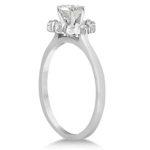 Anillo de Compromiso con Halo de Diamantes Florales de 0.50ct en Plata 925 - Elegantes Anillos de Diamantes Moissanita - Product Image 2