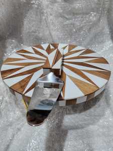 Vente en gros d'incrustation en résine de qualité supérieure avec jambe en métal Ensemble de supports à gâteau avec couteau à dessert parfait pour la décoration de gâteaux et le service élégant - Product Image 4