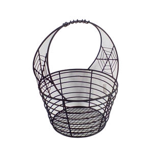 Panier en fil de fer en métal au design élégant de forme ronde fini or pour panier de rangement de cuisine de table avec poignée - Product Image 3