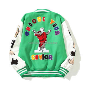 K-VJ-172 Factory Supply High Quality Men's Varsity Winter <b>Jacket</b> Stand Collar Warm Wool Alphabet Chenille Embroidery Fashionable - Product Image 4