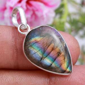 Collier avec pendentif en pierre précieuse de labradorite, pendentif en pierre précieuse d'alexandrite, bague en labradorite - Product Image 3