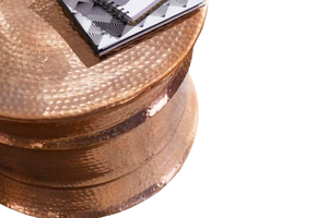 Haut de gamme moderne nouveau Design salon Table basse finition nickel Texture martelée pour salon et chambre meubles - Product Image 4