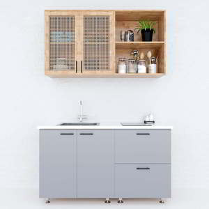 Gabinetes de Cocina Modernos de 1.2m con Puerta de Madera Sólida y Paneles de Malla, Fácil Instalación, Modelo TBT68008 de Madera de Caucho - Product Image 3