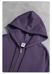 Vente en gros en vrac de vestes vierges en coton de haute qualité 440 g/m² en éponge française patchs de broderie personnalisés sweat à capuche zippé uni pour hommes - Product Image 3