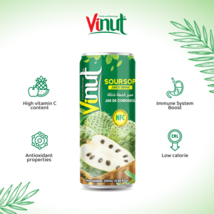 Jus de corossol OEM ODM Marque privée Fabricant de boissons Formulation personnalisée Vietnam Usine 250ml Alu peut 24 par carton - Product Image 3