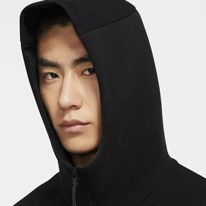 Sudadera con capucha con cremallera para gimnasio para hombre de gran calidad, color negro sólido con diseño personalizado, manga larga, cremallera y bolsillos, diseño de patrón 3D - Product Image 2