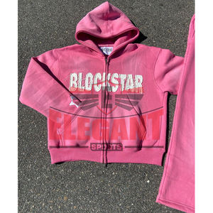 CHÁNDAL PANTALONES acampanados Chándales bordados desgastados para hombres chándal pantalones de chándal acampanados y conjuntos de sudaderas con capucha chándales personalizados - Product Image 3