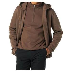 Sudadera con capucha para hombre, transpirable, cómoda, de gramaje pesado, con cremallera completa, logotipo bordado personalizado, alta calidad, 100% algodón polar, para otoño - Product Image 4
