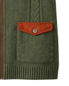 Gilet sans manches en tricot personnalisé pour homme, vert olive avec capuche, mélange de laine et d'acrylique, fermeture éclair intégrale, veste décontractée d'hiver - Product Image 6