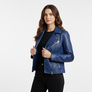 แจ็กเก็ตหนังนักขี่จักรยานสำหรับผู้หญิงแจ๊กเก็ตผ้าฝ้ายทรงสลิมฟิตทันสมัย - Product Image 6