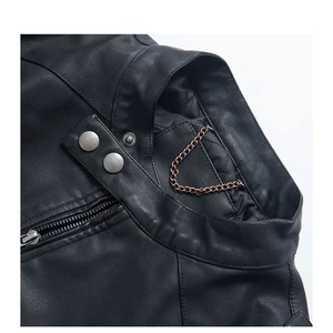 แจ็กเก็ตมอเตอร์ไซค์หนังวัวแบบไม่มีปกหนังวัวสำหรับผู้ชายดีไซน์เพรียวบางลายตัวอักษรสีดำสำหรับฤดูหนาวฤดูใบไม้ร่วง - Product Image 4