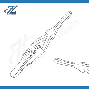 Blalock Bulldog <b>Clamp</b> 48mm Manual Surgical Stainless Steel Vascular Occlusion <b>Clamp</b> Curved 14mm Serrated Jaw Handle Atraumatic - Product Image 2