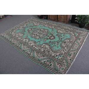 Grand tapis turc vintage de 5,8 x 8,5 pieds, tapis oriental en laine bleue - Product Image 3