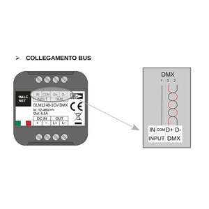 Dalcnet DLM1224-1CV-DMX Led Dimmer Bus DMX512 12 12V 24V 10A pulsante N.O. 0/1-potenziometro 10V-unità di illuminazione/controllo e - Product Image 4