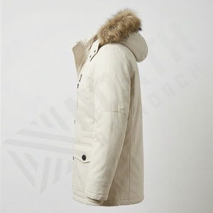 Manteau coupe-vent élégant en fausse fourrure Parka pour homme avec col en fourrure naturelle Capuche Veste d'hiver tendance Vêtement d'extérieur thermique - Product Image 3