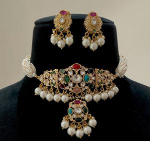 Magnifique ensemble collier et boucles d'oreilles en laiton plaqué or de qualité supérieure avec moissanite, pour mariage, luxe, femme - Product Image 3