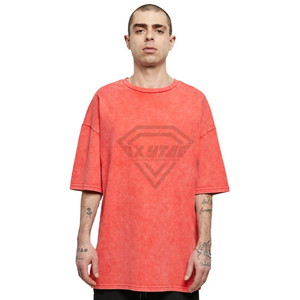 T-shirt imprimé personnalisé pour homme 100% coton T-shirt épais 250g/m2 lavable à l'acide T-shirt vintage anti-rides unisexe - Product Image 1