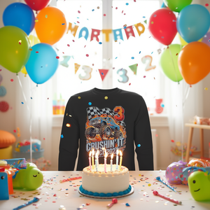 เสื้อยืดแขนยาวลายรถมอนสเตอร์ทรัค สำหรับเด็กชายอายุ 3 ขวบ รุ่นวันเกิดปี 2023 สำหรับสินค้าส่งเสริมการขายของทางการ 3rd Party - Product Image 3