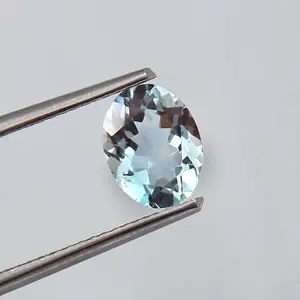 6x8MM aigue-marine ovale pierre précieuse à facettes coupe brillante aigue-marine naturelle pierre précieuse en vrac disponible en 6x4MM-8x10MM bleu aigue-marine - Product Image 1