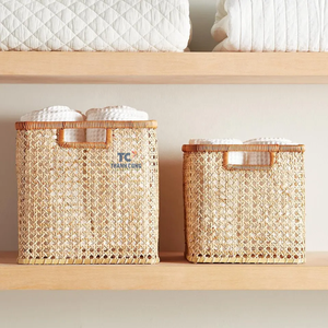 Top Selling Wooden Frame Rattan Cane Basket Sundries <b>Storage</b> Boxes <b>Bins</b> Basket Handmade in Viet Nam - Product Image 5