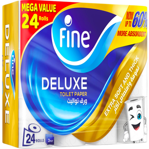 Fine Deluxe Toilet Tissues <b>Paper</b> 24 Rolls, 140 sheets x 3 Ply Ultimate Absorbency <b>Thick</b> and Soft Flushable Toilet Rolls - Product Image 4