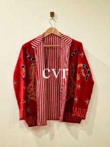 Manteau en velours rouge brodé à la main avec motif animalier, col mandarin, manches longues, grande taille, vêtements d'hiver pour femmes - Product Image 4