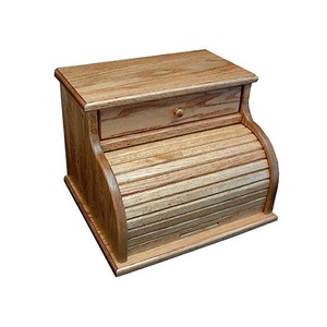 Elegante caja de pan de madera con amplio interior, tapa superior lisa y diseño artesanal que conserva el pan fresco y suave para uso diario en la cocina. - Product Image 2
