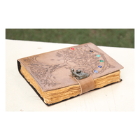 Journal en cuir fait main avec motif en relief arbre de vie et cahier vintage en pierres naturelles pour écrire et offrir