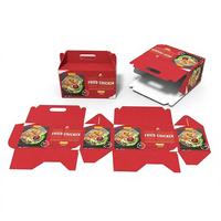 Boîte d'emballage pliable en carton blanc personnalisée OEM pour snacks à emporter, restauration rapide, avec poignée, pour hamburgers et poulet frit
