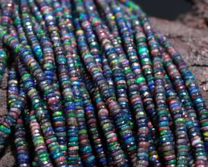 ลูกปัดโอปอลเจียระไนเหลี่ยมเพชรพลอยสีดำจากเอธิโอเปียธรรมชาติขนาด4-6มม. สำหรับทำเครื่องประดับสร้อยคอและสร้อยข้อมือของขวัญสำหรับผู้หญิง - Product Image 4