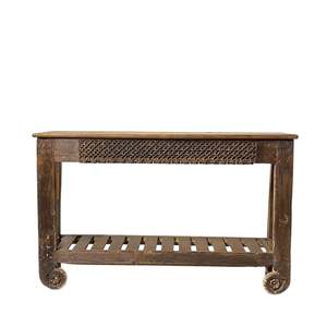 Vintage Handmade <b>Console</b> Solid Wood Artisan Furniture with <b>Rustic</b> Contemporary Classic Design for Living Room Entry Villa - Product Image 1