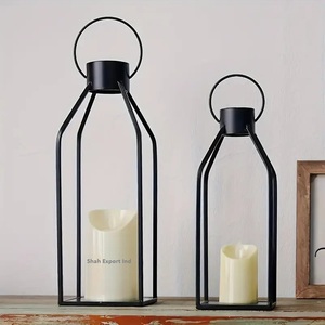 Lanternes à bougies suspendues en fil métallique noir de qualité supérieure pour la décoration de Noël et de jardin à la maison - Product Image 2