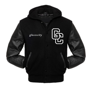 Veste universitaire pour homme personnalisable avec manches, style letterman, coupe-vent, hiver, devant - Product Image 2