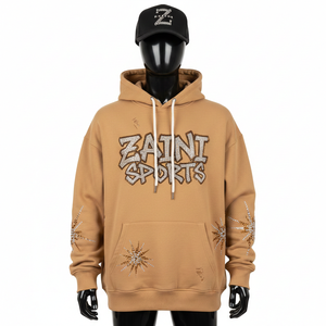 Sudadera con Capucha de Lujo para Mujer, 320 GSM, Algodón y Poliéster, Color Camel, Logotipo con Pedrería Termoadhesiva, Sudadera Básica para Mujer - Product Image 6