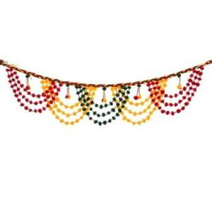 Guirlandes de pompons Bangarwal multicolores, design de créateur, pour la décoration de la maison et des mariages, Haldi, Mehndi, décor Bangarwal - Product Image 2