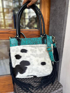 Bolso de mano con flecos de cuero de piel para mujer, bolso de mano con estampado de Color en relieve, Vintage, para axilas, para mujer - Product Image 2