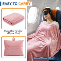 Ensemble de coussins personnalisés avec logo rose 2-en-1, couverture lestée en flanelle douce et polaire, pliable, portable pour le voyage, avec fermeture éclair