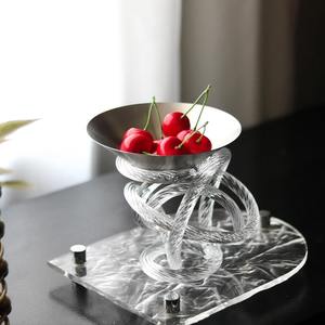 Nuevos tazones de lujo para servir nueces de Metal, venta al por mayor, logotipo personalizable, Pedestal, ensaladera decorativa para frutas, regalos de inauguración de la casa - Product Image 5