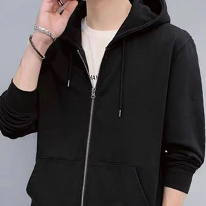 Sweat à capuche zippé pour homme, personnalisé, de haute qualité, en polyester/coton, coupe classique, avec poche brodée, coupe-vent et respirant - Product Image 1