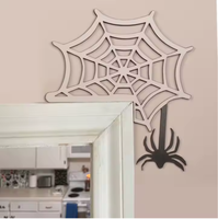 Adorno de Puerta de Halloween con Diseño de Telaraña, Material de Madera e Impresión a Todo Color para Decoración de Esquinas, Regalo Festivo